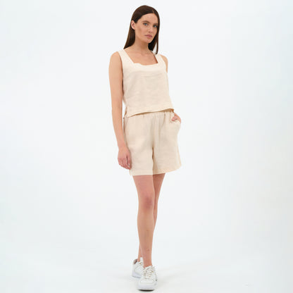 %100 Keten Şort