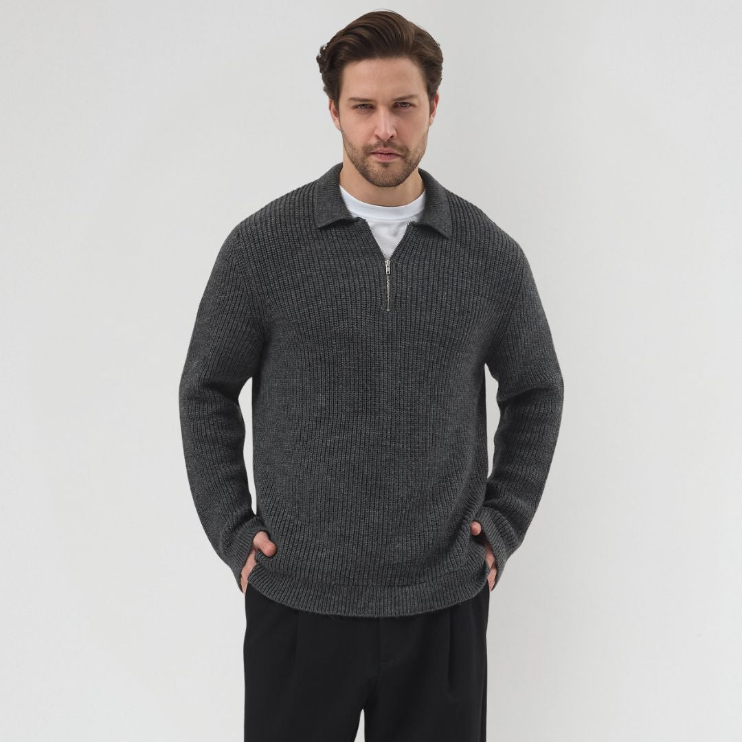 Half Zip Yün Karışımlı Triko Kazak