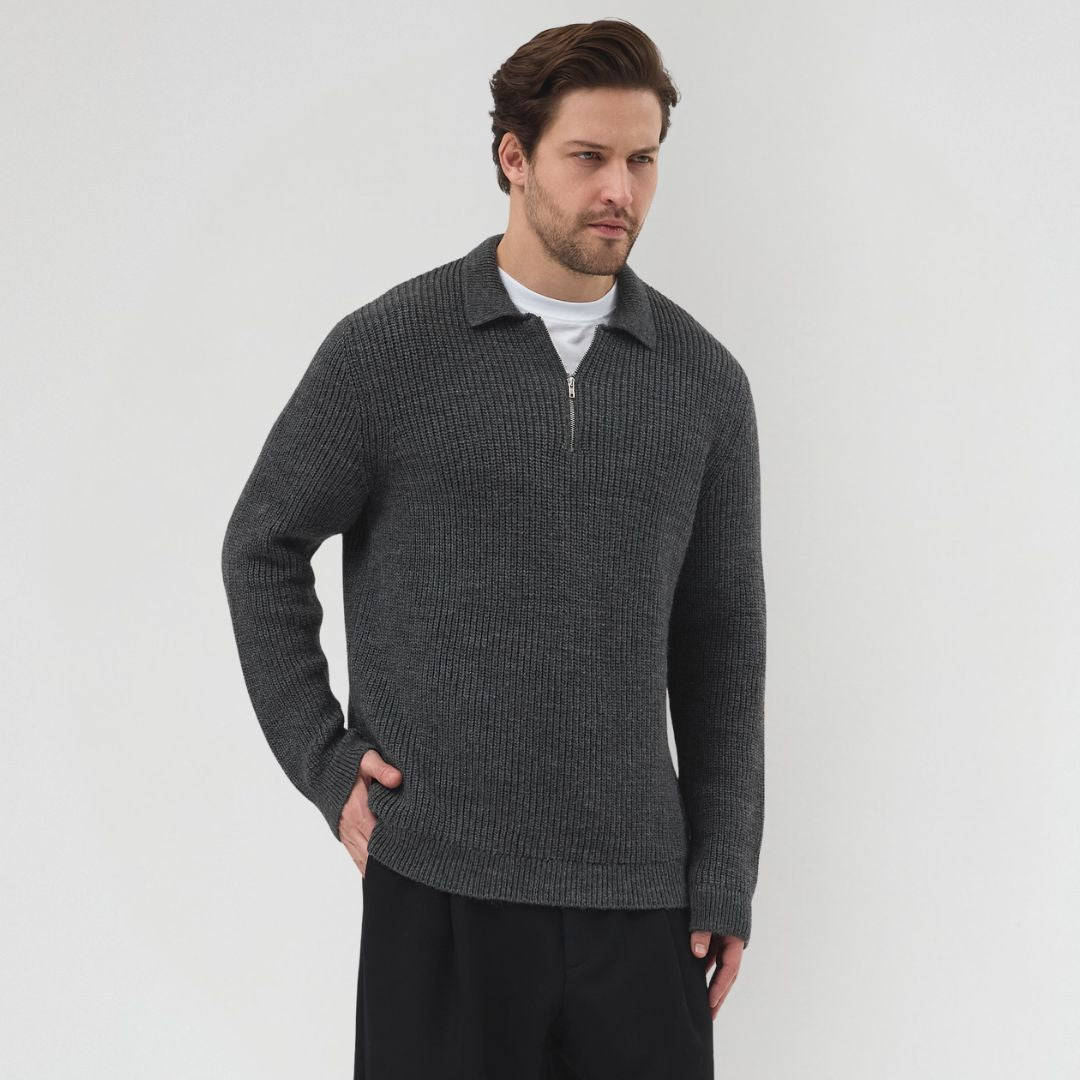 Half Zip Yün Karışımlı Triko Kazak