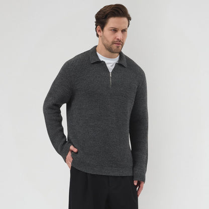 Half Zip Yün Karışımlı Triko Kazak