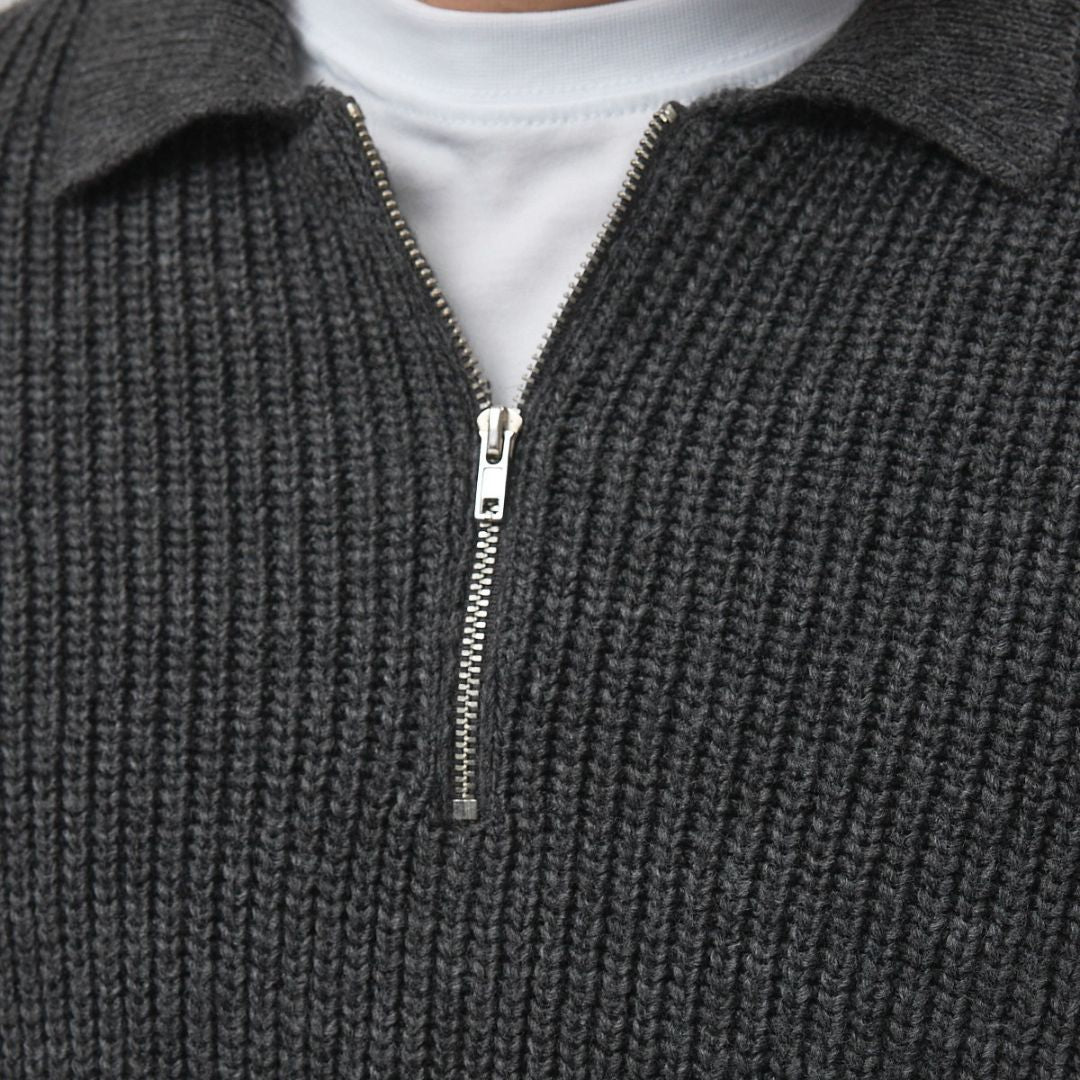 Half Zip Yün Karışımlı Triko Kazak
