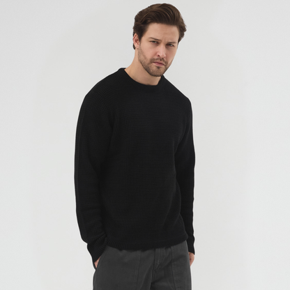 Waffle Dokulu Bisiklet Yaka Kazak