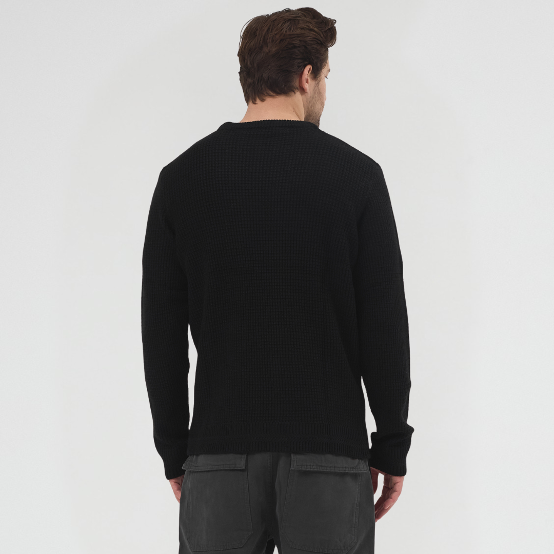 Waffle Dokulu Bisiklet Yaka Kazak