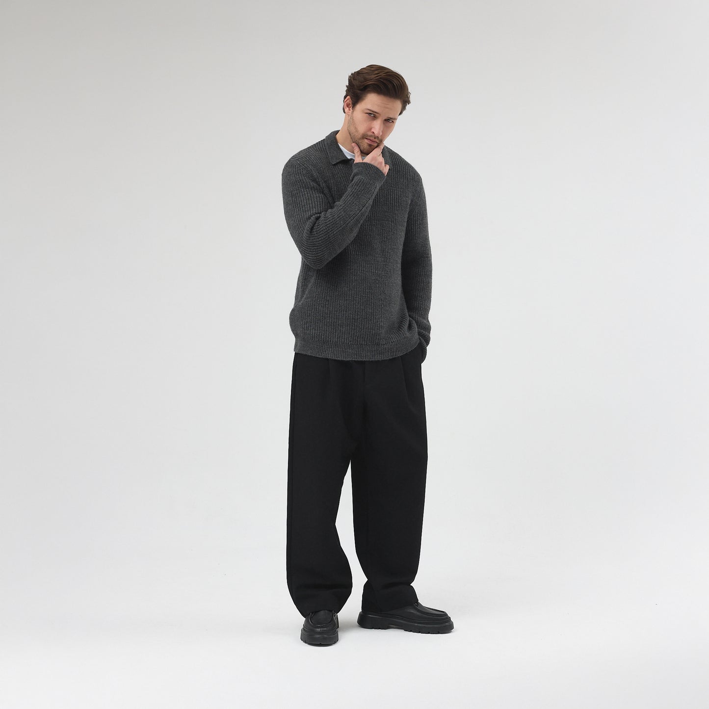 Half Zip Yün Karışımlı Triko Kazak