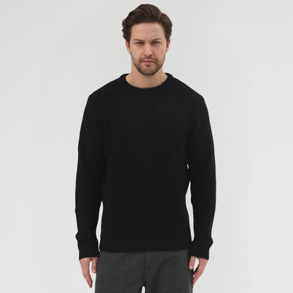 Waffle Dokulu Bisiklet Yaka Kazak