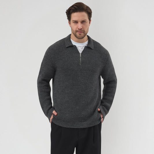 Half Zip Yün Karışımlı Triko Kazak
